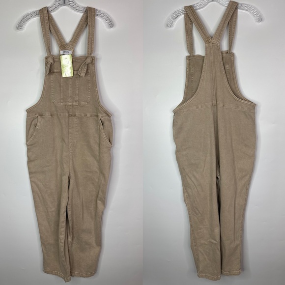 Zenana Outfitters Pants - Zenana Washed Knot Strap Mocha Beige Overalls NWT Medium
